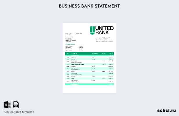 цифровая загрузка выписки по счету предприятия United Bank в формате Word и PDF 